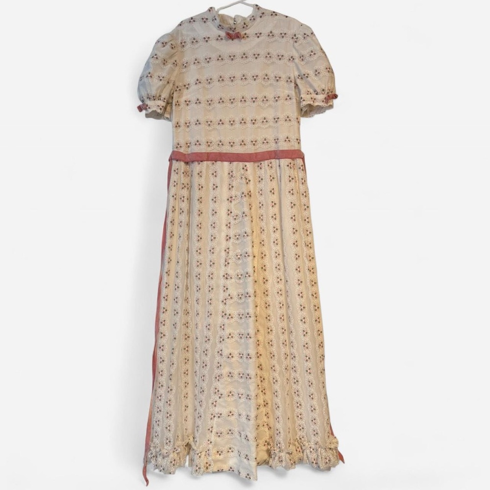 VTG Floral Patterned Prairie Dress, xs petite